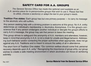 Safety Card for A.A.
