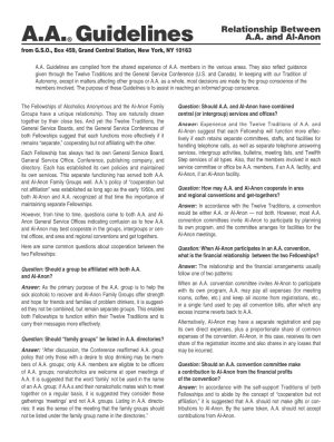 Guidelines - Relationship Between A.A. and Al-Anon