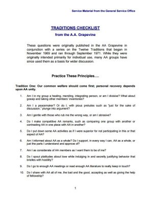 Traditions Checklist