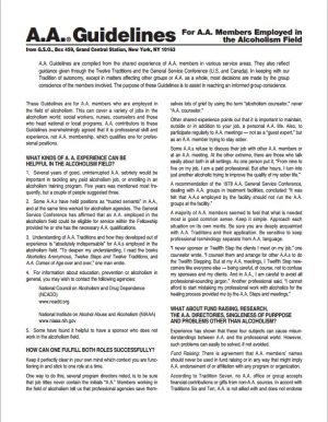 Guidelines - A.A. Members Employed in the Alcoholism Field