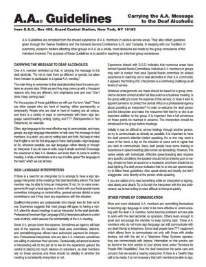 Guidelines - Sharing the A.A. Message with the Alcoholic who is deaf