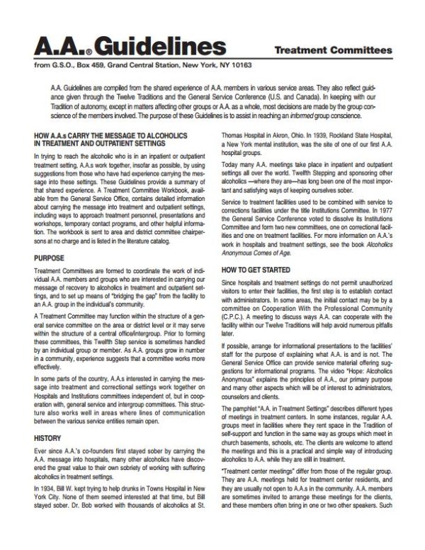 Guidelines - Treatment Committees - Alcoholics Anonymous Aotearoa/New ...