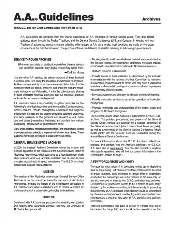 Guidelines - Archives - Alcoholics Anonymous Aotearoa/New Zealand
